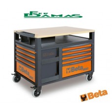 CARRELLO SUPER TANK CON PIANO DI LAVORO IN LEGNO E 10 CASSETTI ART. RSC28 